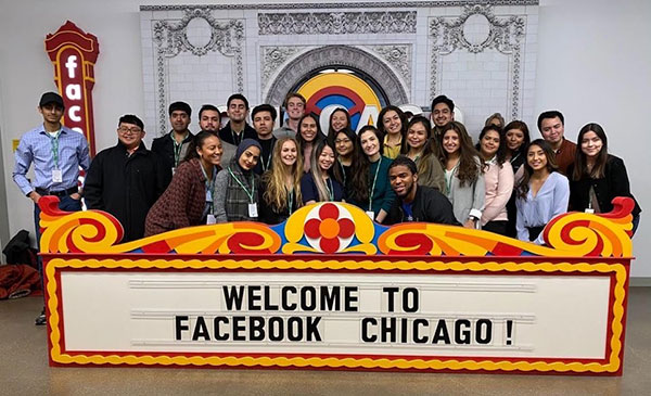 American Marketing Association - UIC Chapter members visiting the Facebook offices