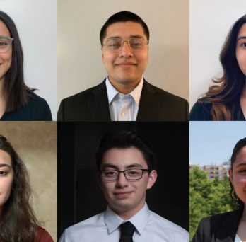 The 2021 CME Group Foundation Scholars: [Left to right] Alice Callejas, Sergio Palomino, Fanny Munoz, Vivianna Torres, Daniel Larios Bautista, and Krystal Aranda 
