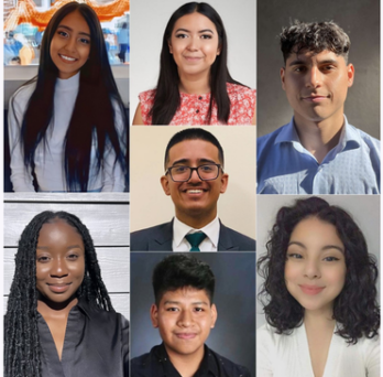 [Left to right] Jackie Santiago, Aiko Castrejon, Anthony Olavarria, Azizat Balogun, Juan Rodriguez, Klever Inga, and Monica Guzman 