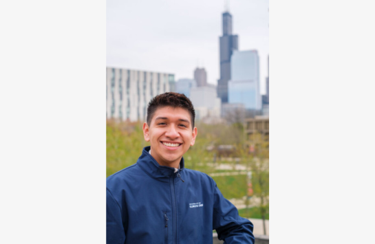 Christian Zavala graduates May 5 from the College of Business Administration. (Photo: Ian Battaglia/University of Illinois Chicago)